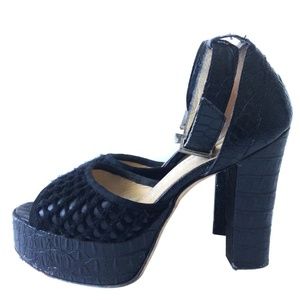 JOHN GALLIANO BLACK LEATHER PLATFORM SHOES S8